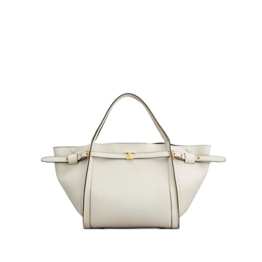 T Signature Small Shopping Bag In Leather Women